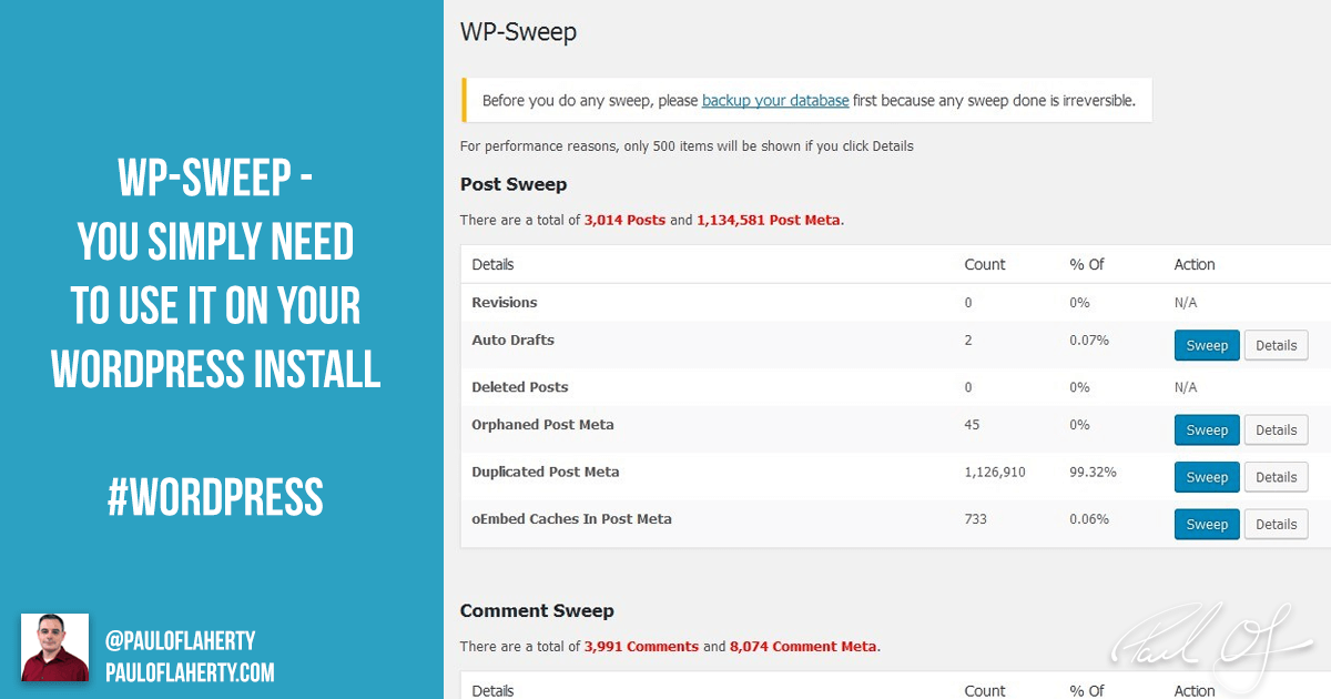 WP-Sweep - Keep Your WordPress Database Running Smooth